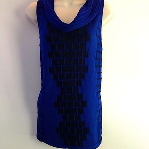Antonio Melani sleeveless cowl neck electric blue tunic length top